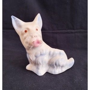 West Hyland Terrier Dog Ceramic Planter Blue Dog Vase Vintage